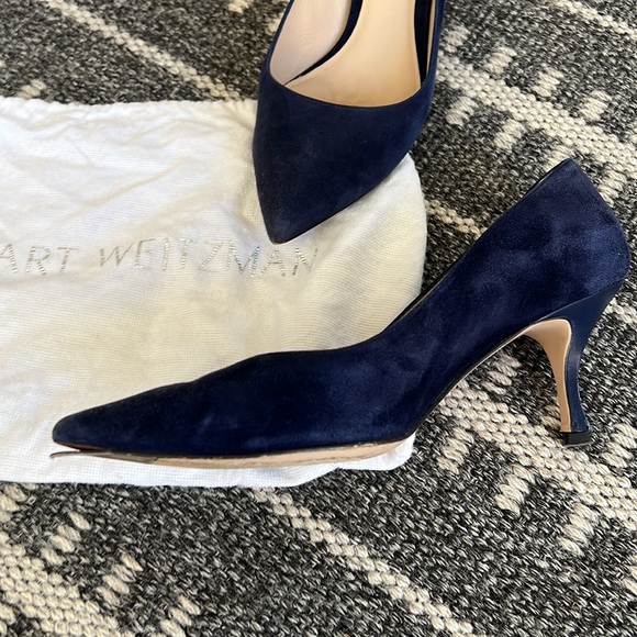 Stuart Weitzman “Stuart 85” Navy Suede Pump - 9 - Picture 4 of 12